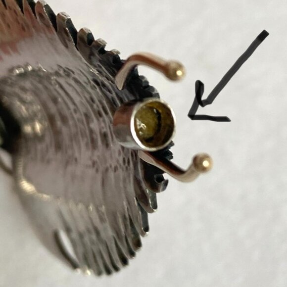 Sterling Silver 925 14K Yellow Gold Manta Ray Trilobite Pendant Necklace 25" - Picture 4 of 16